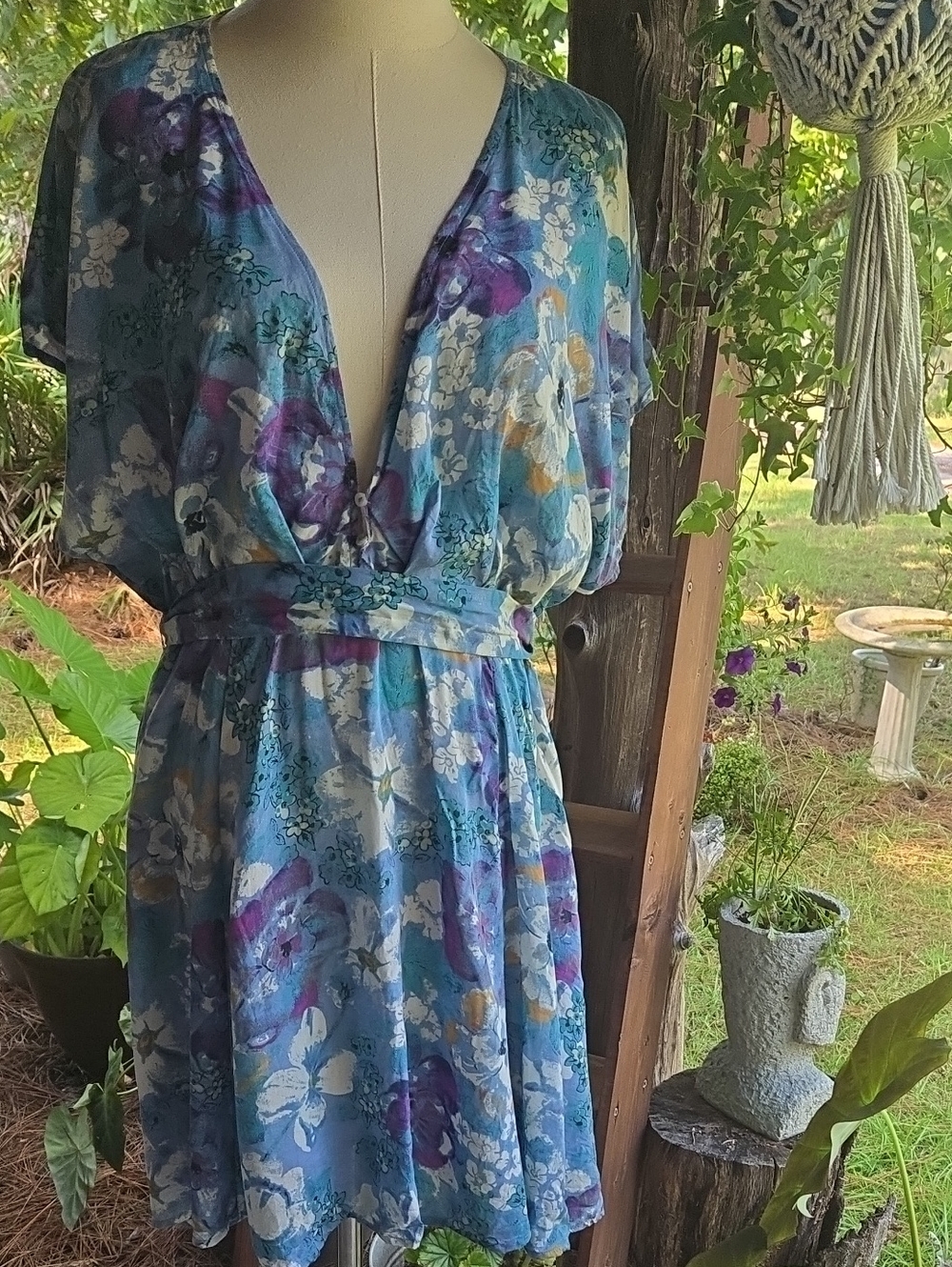 Free People Freddy Blue Floral Dress Size Extra Large